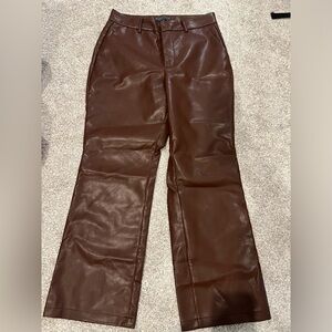 Brown Faux Leather Pants